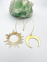 Load image into Gallery viewer, Sun and Moon Earrings | Hammered