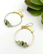 Load image into Gallery viewer, Chevron Hoops | multiple stone options