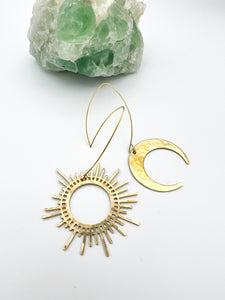 Sun and Moon Earrings | Hammered
