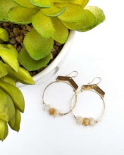 Load image into Gallery viewer, Chevron Hoops | multiple stone options