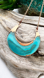Copper Patina Moon Necklace