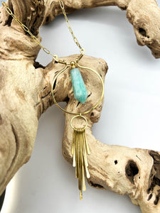 Amazonite and Fringes | essential oil vial necklace