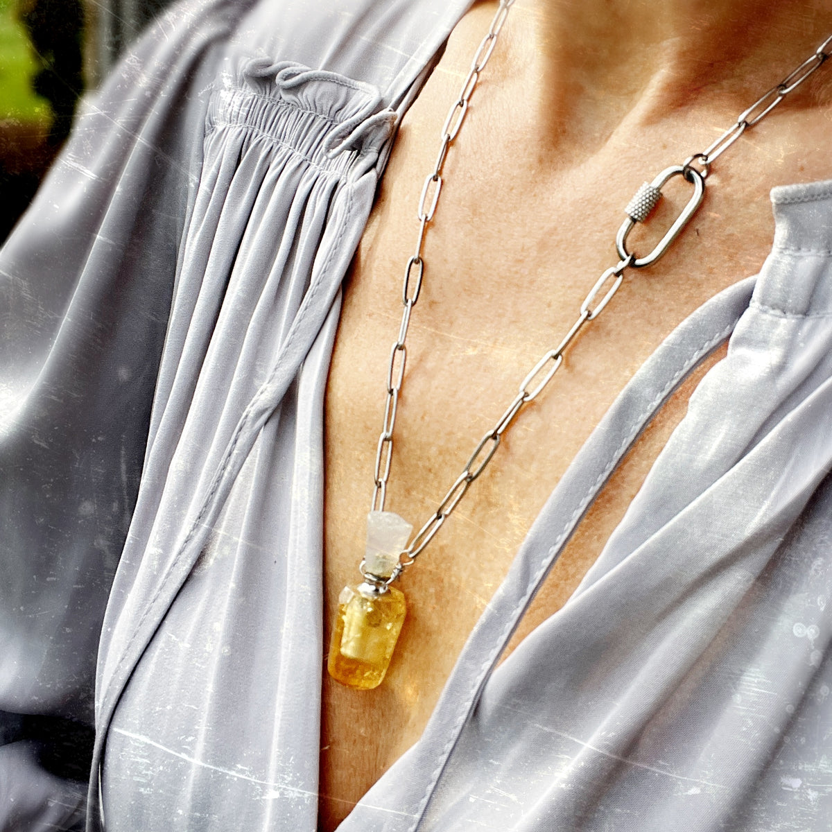 Citrine Essential Oil Vial Necklace