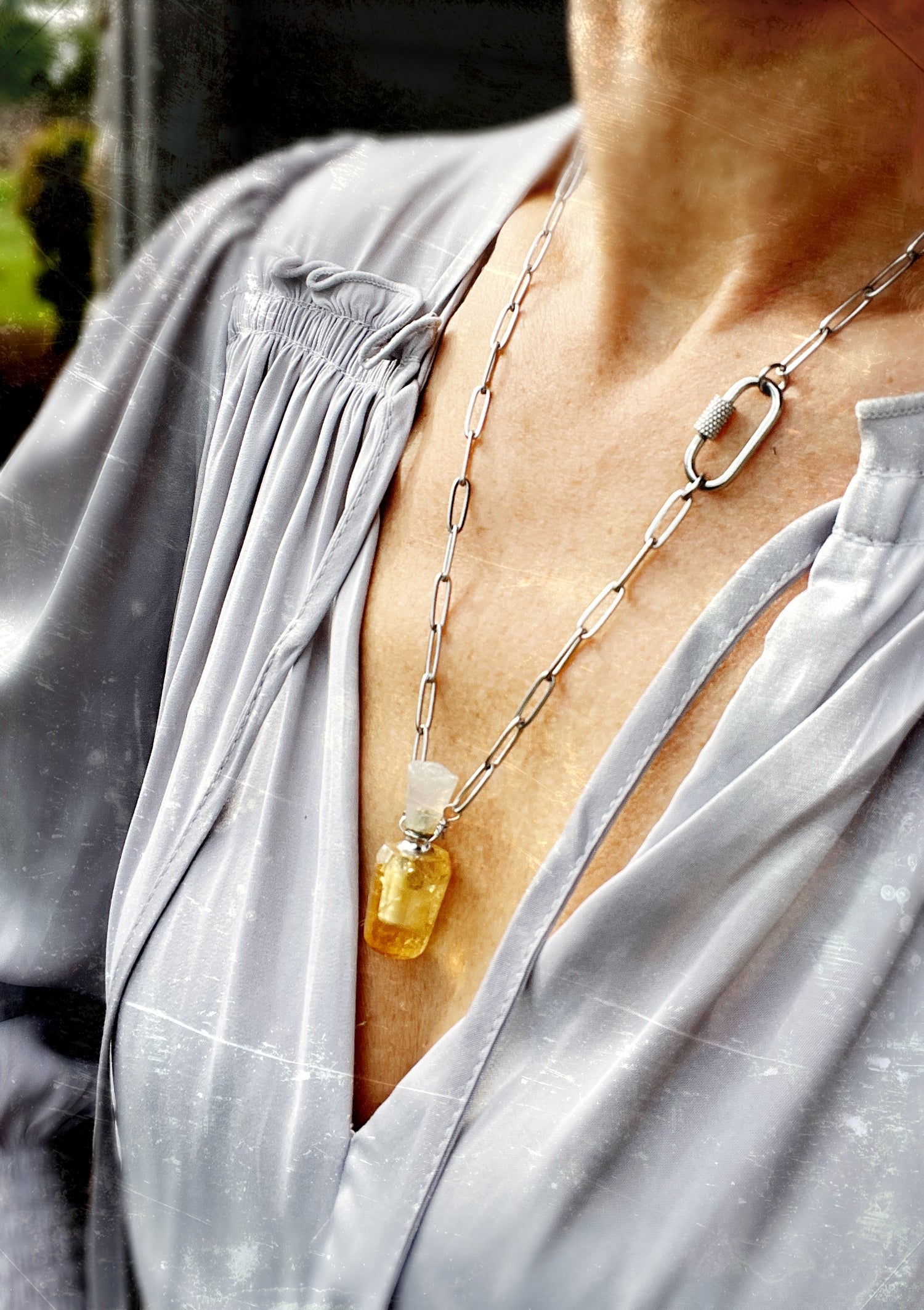 Citrine Essential Oil Vial Necklace