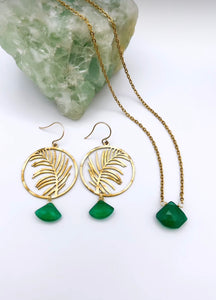 Fairy Fern Earrings and Necklace | Green Onyx