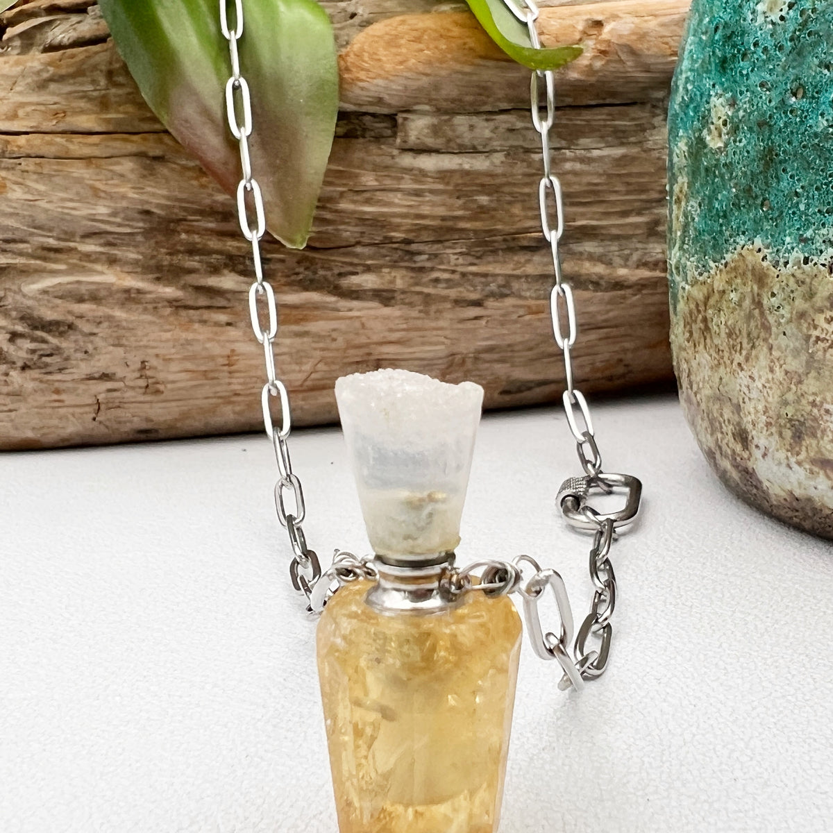Citrine Essential Oil Vial Necklace
