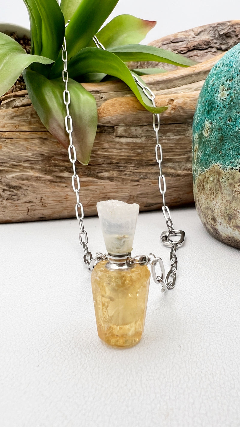 Citrine Essential Oil Vial Necklace