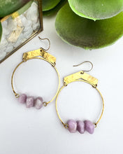 Load image into Gallery viewer, Chevron Hoops | multiple stone options