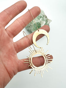 Sun and Moon Earrings | Hammered