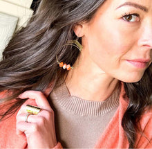 Load image into Gallery viewer, Chevron Hoops | multiple stone options