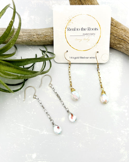 Box Chain Earrings | crystal drops
