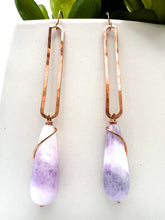 Load image into Gallery viewer, purple chalcedony copper earrings by real to the roots