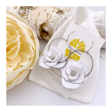 Load image into Gallery viewer, white leather flower earrings